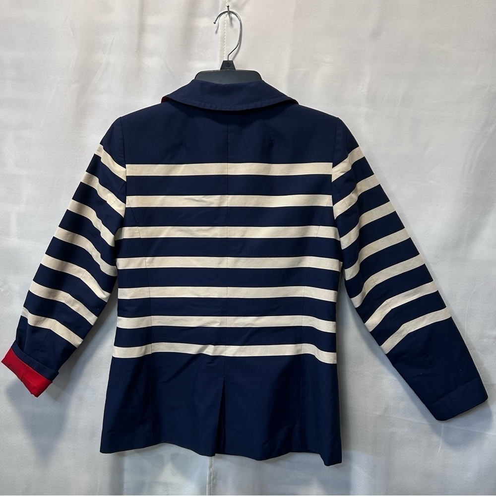 Talbots Breton Nautical Navy White Stripe Peacoat Size Small Petite - Picture 4 of 7